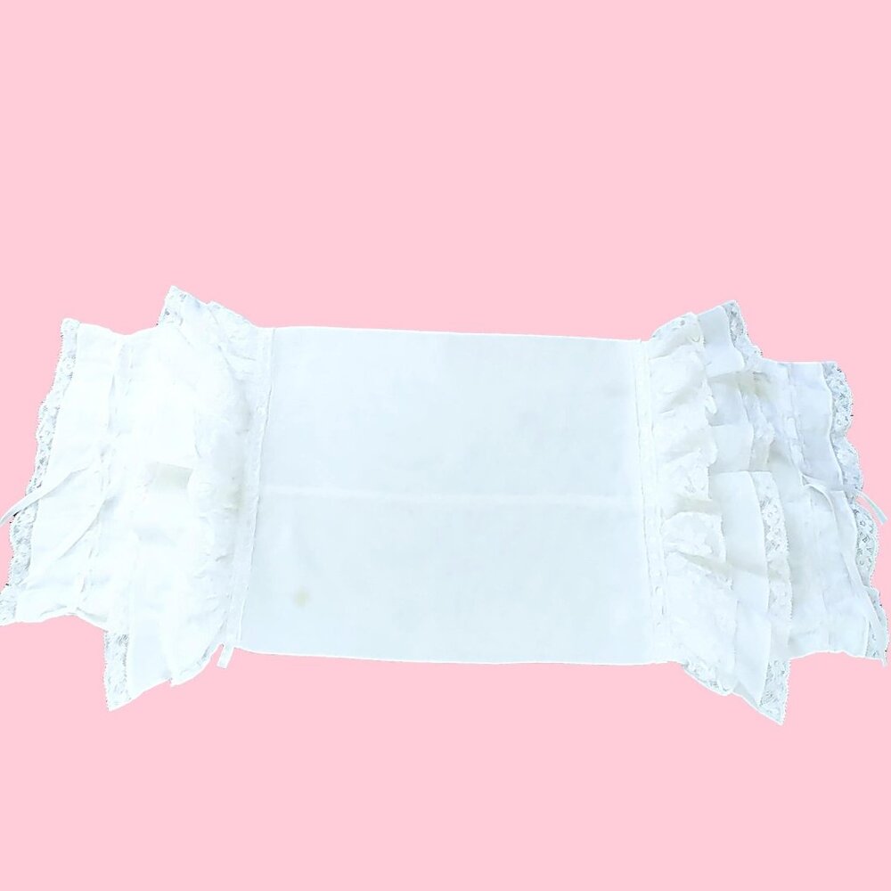 Rare D. Porthault White Lace & Satin Embroidered Neckroll Pillow Sham